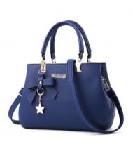 (7 Colors Available) Graceful Bowknot and Flower Pendant Decorated Women PU Tote Bag/ Shoulder Bag