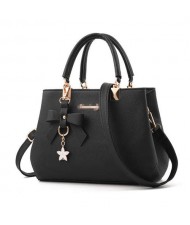 (7 Colors Available) Graceful Bowknot and Flower Pendant Decorated Women PU Tote Bag/ Shoulder Bag