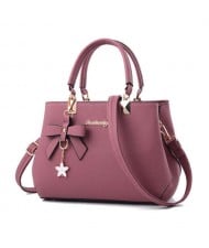 (7 Colors Available) Graceful Bowknot and Flower Pendant Decorated Women PU Tote Bag/ Shoulder Bag