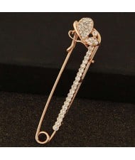 Rhinestone Embellished Glistening Butterfly Pin Style Golden Alloy Women Brooch