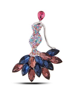 Czeche Rhinestone Mermaid Design High Fashion Women Alloy Brooch