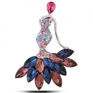 Czeche Rhinestone Mermaid Design High Fashion Women Alloy Brooch