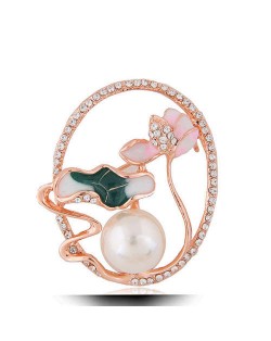 Graceful Lotus Design Hollow Fashion Women Alloy Brooch