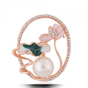 Graceful Lotus Design Hollow Fashion Women Alloy Brooch