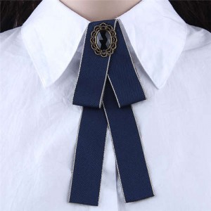 Floral Decoration Cloth Fashion Women Brooch - Dark Blue