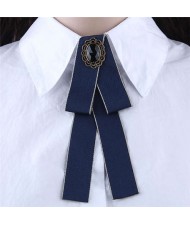 Floral Decoration Cloth Fashion Women Brooch - Dark Blue