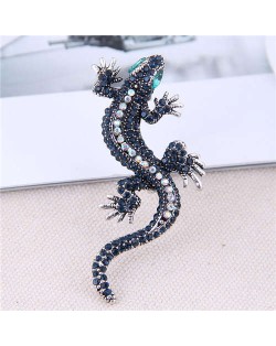 Shining Rhinestone Decorated Gecko Design Alloy Women Brooch