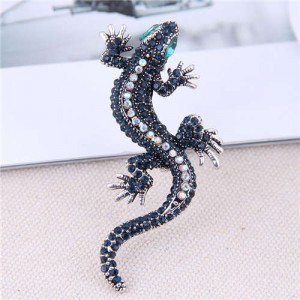 Shining Rhinestone Decorated Gecko Design Alloy Women Brooch