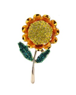 Rhinestone Sunflower Design Alloy Women Brooch