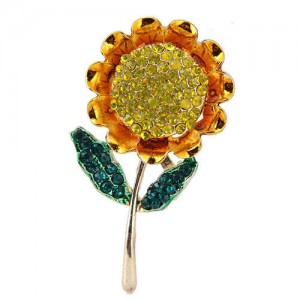 Rhinestone Sunflower Design Alloy Women Brooch