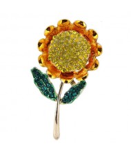 Rhinestone Sunflower Design Alloy Women Brooch