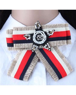 Beads Star Decorated Cloth Fashion Women Brooch - Gray