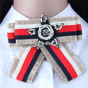 Beads Star Decorated Cloth Fashion Women Brooch - Gray