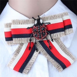 Rhinestone Beetle Decorated Cloth Fashion Women Brooch - Gray
