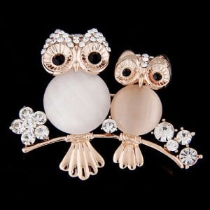 Czeche Rhinestone Embellished Night Owls Korean Fashion Alloy Women Brooch