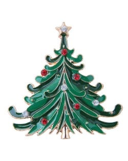 Rhinestone Embellished Christmas Tree Design High Fashion Alloy Women Brooch