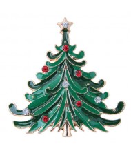 Rhinestone Embellished Christmas Tree Design High Fashion Alloy Women Brooch