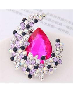 Rhinestone Embellished Bud Inlaid Waterdrop Shape Design Alloy Women Brooch