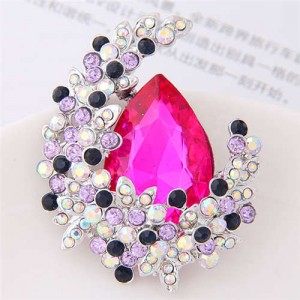 Rhinestone Embellished Bud Inlaid Waterdrop Shape Design Alloy Women Brooch