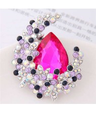 Rhinestone Embellished Bud Inlaid Waterdrop Shape Design Alloy Women Brooch