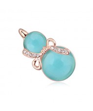 Opal Gourd Design Gold Plated Fashion Women Brooch - Green