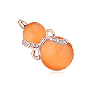 Opal Gourd Design Gold Plated Fashion Women Brooch - Orange