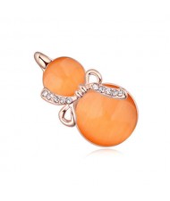 Opal Gourd Design Gold Plated Fashion Women Brooch - Orange