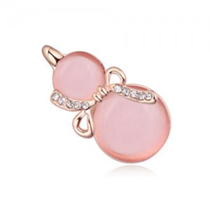 Opal Gourd Design Gold Plated Fashion Women Brooch - Light Pink