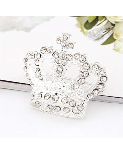 Rhinestone Embellished Classic Crown High Fashion Women Alloy Brooch