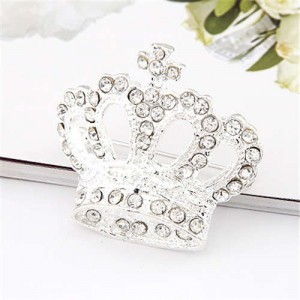 Rhinestone Embellished Classic Crown High Fashion Women Alloy Brooch