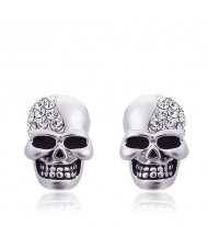 Rhinestone Embellished Skull Punk Fashion Alloy Women Earrings