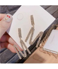 Rhinestone Inlaid Shining Design M Alphabet Dangling Women Earrings - Golden