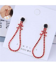 Red Fashion Rhinestone Dangling Waterdrop High Fashion Women Earrings