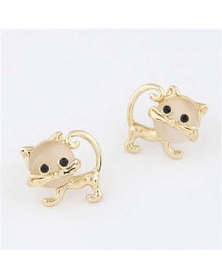 Opal Golden Cat Design Korean Fashion Women Earrings