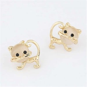 Opal Golden Cat Design Korean Fashion Women Earrings