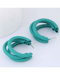 Fluorescent Color Semi-circle Design High Fashion Women Earrings - Green