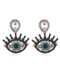 Vintage Design Rhinestone Eye Shape Design Women Fashion Statement Earrings