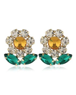 Rhinestone Embellished Acrylic Cute Flower Women Earrings