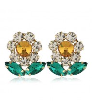 Rhinestone Embellished Acrylic Cute Flower Women Earrings