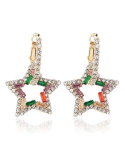 Rhinestone Hollow Star High Fashion Women Alloy Earrings - Multicolor