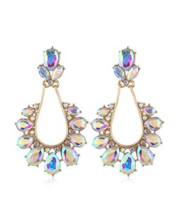 Rhinestone Vintage Waterdrops Design High Fashion Women Alloy Earrings - White