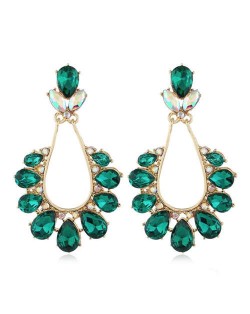 Rhinestone Vintage Waterdrops Design High Fashion Women Alloy Earrings - Green