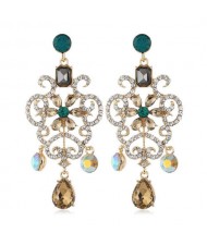 Vintage Royal Fashion Hollow Floral Pattern Alloy Women Statement Earrings