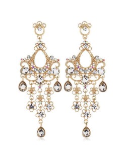 Rhinestone Vintage Floral Dangling Fashion Women Alloy Earrings