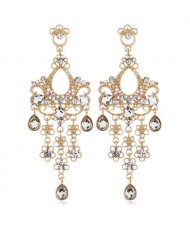 Rhinestone Vintage Floral Dangling Fashion Women Alloy Earrings