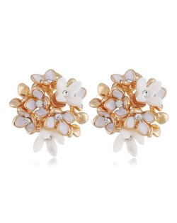 Sweet Girl Fashion Flowers Ball Design Women Costume Earrings - White