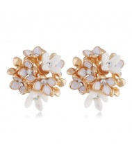 Sweet Girl Fashion Flowers Ball Design Women Costume Earrings - White