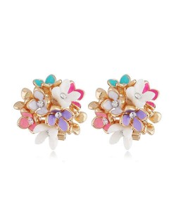 Sweet Girl Fashion Flowers Ball Design Women Costume Earrings - Multicolor