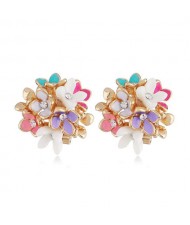 Sweet Girl Fashion Flowers Ball Design Women Costume Earrings - Multicolor