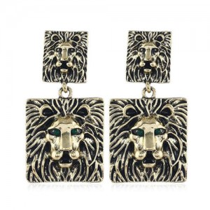 Square Lion Theme Vintage Fashion Women Alloy Costume Earrings